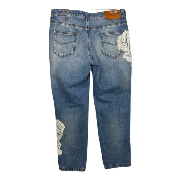 Women’s Ermanno Scervino Embroidered Boyfriend Jeans Embellished Preppy Italian - Picture 13 of 13